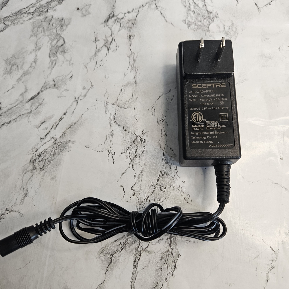 Genuine Sceptre AD40AUH120250 AC/DC Adapter 12V 2.5A Power Supply 5.5x2.0mm